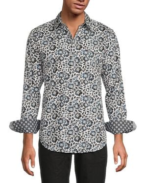 Robert Graham Hatley Long Sleeve Cotton Classic-Fit Shirt - Grey
