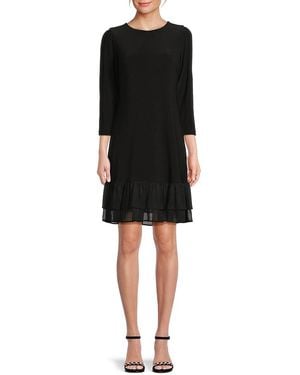 Tommy Hilfiger Chiffon-Trim Jersey Shift Dress - Black