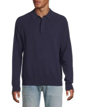 Saks Fifth Avenue 100% Cashmere Classic-Fit Polo Shirt - Blue