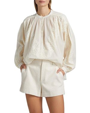 A.L.C. A. L.C. Elaine Cotton Lace-Trim Blouse - White