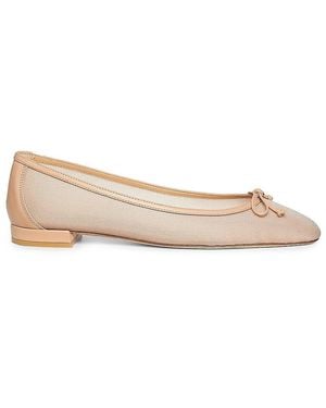 Stuart Weitzman Arabella Leather-Trimmed Mesh Ballet Flats - Natural