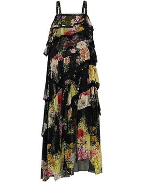 CAMILLA Adorned Floral Silk & Lace Dress - Black