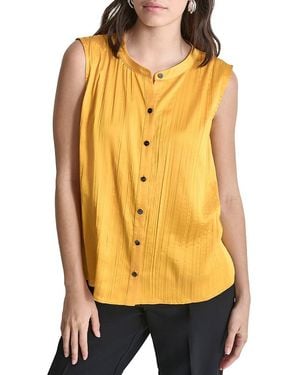 DKNY Pleated Sleeveless Shirt - Yellow