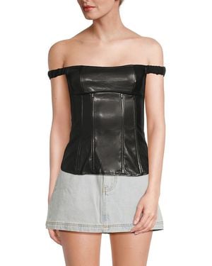WeWoreWhat Faux Leather Corset Top - Black