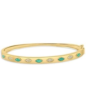 Effy 14K, Emerald & 0.08 Tcw Diamond Bangle Bracelet - Metallic
