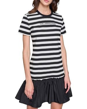 Karl Lagerfeld Striped Logo Mini Dress - Black