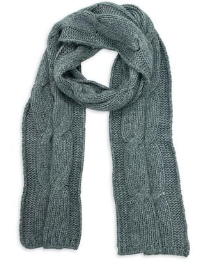 Portolano Cable Knit Wool Blend Scarf - Green