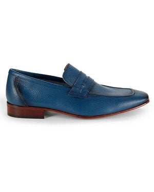Saks Fifth Avenue Leather Penny Loafers - Blue
