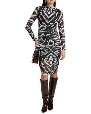 FARM Rio Ikat Ruched Tulle Midi-dress - Black