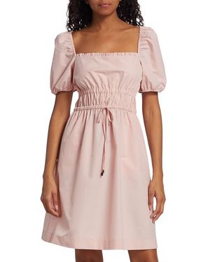 LDT Poplin Puff-Sleeve Dress - Pink