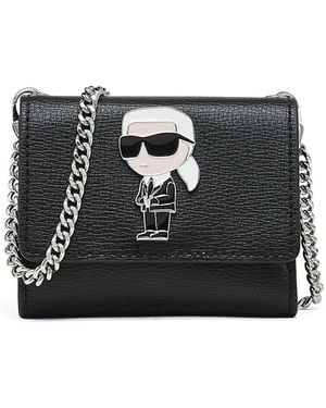 Karl Lagerfeld Choupette Leather Wallet On Chain - Black