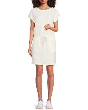 Andrew Marc Drawstring Cotton-Blend Minidress - White