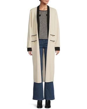 Karl Lagerfeld Contrast-Trim Coat - Natural