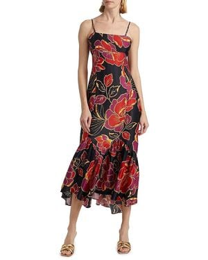 FARM Rio Shiny Chita Midi-Dress - Red