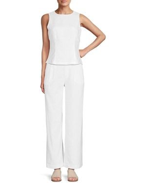Saks Fifth Avenue 100% Linen Tailored Fit Top - White