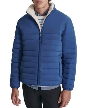 DKNY Faux Shearling Puffer Jacket - Blue