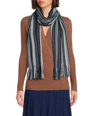 Missoni Chevron Wool Blend Scarf - Blue