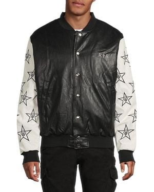 RTA Mixed Media Biker Jacket - Black