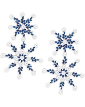 Eye Candy LA Luxe Golden Snowflake Cubic Zirconia Drop Earrings - Blue