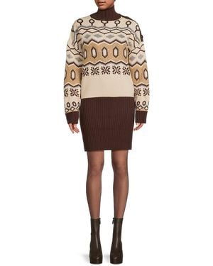 retroféte Goldie Fair Isle Knit Mini Jumper Dress - Natural