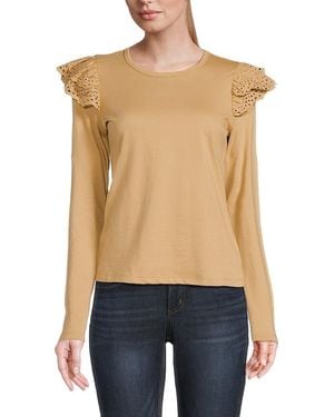 Joe's Jeans Ruffle Eyelet Sleeve Top - Blue