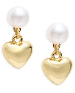 AREA STARS 14K-Dipped Heart Drop Pearl Earrings - Metallic