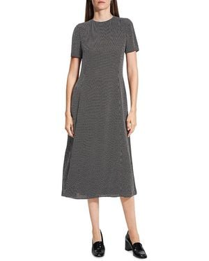 Theory Birdseye A-Line Flare Midi-Dress - Black