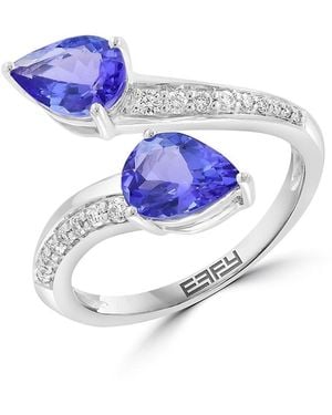 Effy 14K, Tanzanite & Diamond Ring - Blue