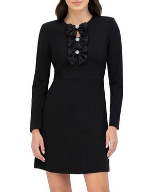 Eliza J Bow Appliqué Scuba Crepe Minidress - Black