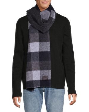 Vince Checked Merino Wool & Cashmere Scarf - Black