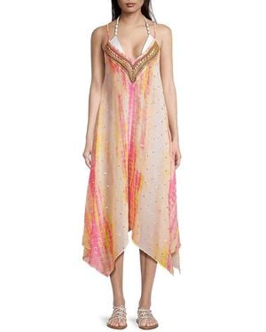 Ramy Brook Kathryn Beaded Tie-Dyed Cover-Up Dress - Pink