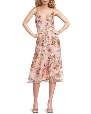 Sam Edelman Floral Sequin-embellished A-line Midi-dress - Pink