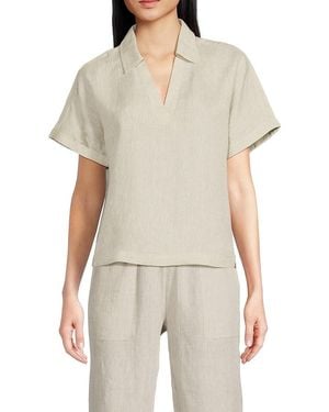 Saks Fifth Avenue 100% Linen Relaxed Fit Boxy Top - Natural
