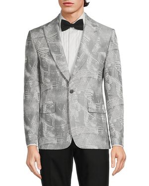 Karl Lagerfeld Jacquard Modern-Fit Jacket - Grey