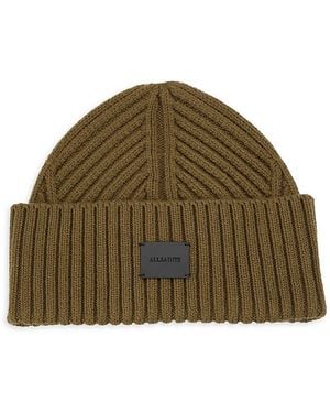 AllSaints Ribbed Cuff Beanie - Green