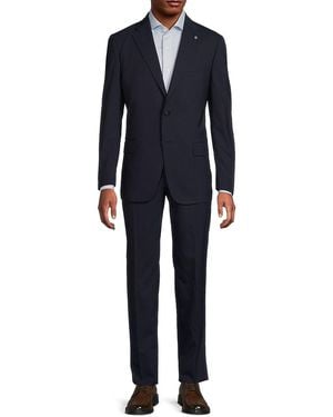 Hart Schaffner Marx Plain Wool-Blend Two-Button Suit - Blue
