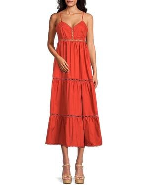 Stellah 'Lace Trim Midi Dress - Red