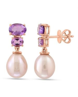 Effy 14K, Freshwater Pearl & Amethyst Drop Earrings - Pink