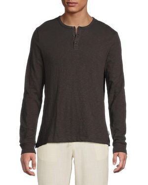 Onia Slub Cotton Henley T-Shirt - Black