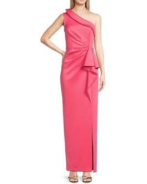 Eliza J Draped One Shoulder Column Gown - Pink