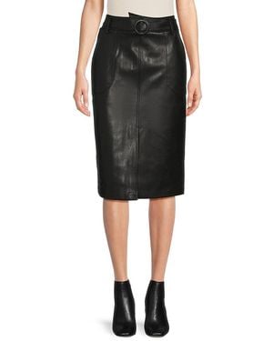 Wdny 'Faux Leather Midi Skirt - Black