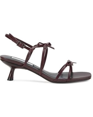 Saks Fifth Avenue Sara 50Mm Bow Leather Sandals - Metallic