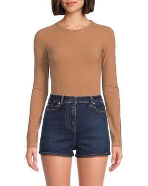 Valentino Long-Sleeve Stretch Jersey Bodysuit - Blue