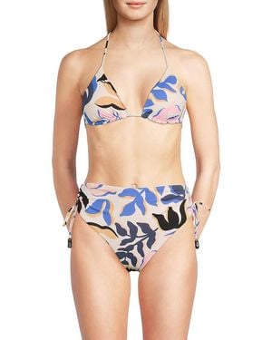 Red Carter Printed Triangle Bikini Top - Blue