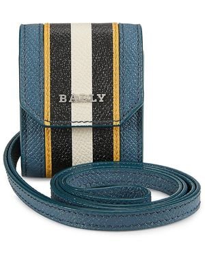 Bally Leather Lanyard Card Holder - Blue