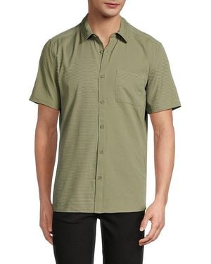 Kenneth Cole Seersucker Textured Short-Sleeve Shirt - Green