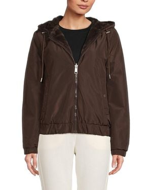 Andrew Marc Dalby Faux Mink Reversible Hoodie - Brown