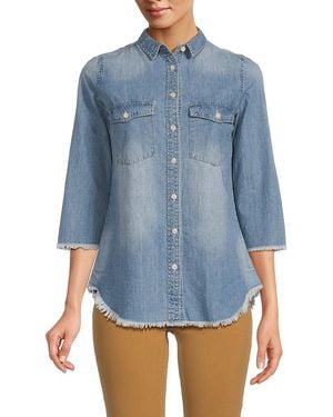 Etienne Marcel Embroidered Denim Shirt - Blue