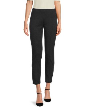 Saks Fifth Avenue Mady Seam Front Slim Pull On Cropped Trousers - Black