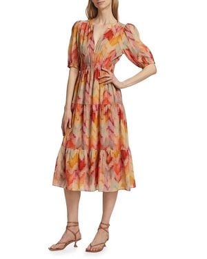 Ba&sh Anissa Chevron Midi Dress - Orange